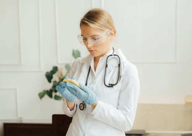 Doctor looking at glucose readings